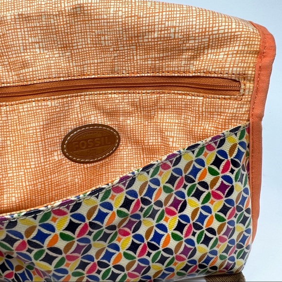 Fossil Keyper Crossbody Bag Coated Canvas Circle Geometric Multi Color Patterned - Picture 9 of 10
